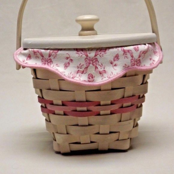 Longaberger 2001 HOH / ACS Basket Combo, with Liner, Protector, Lid and Tie-On - Picture 6 of 13